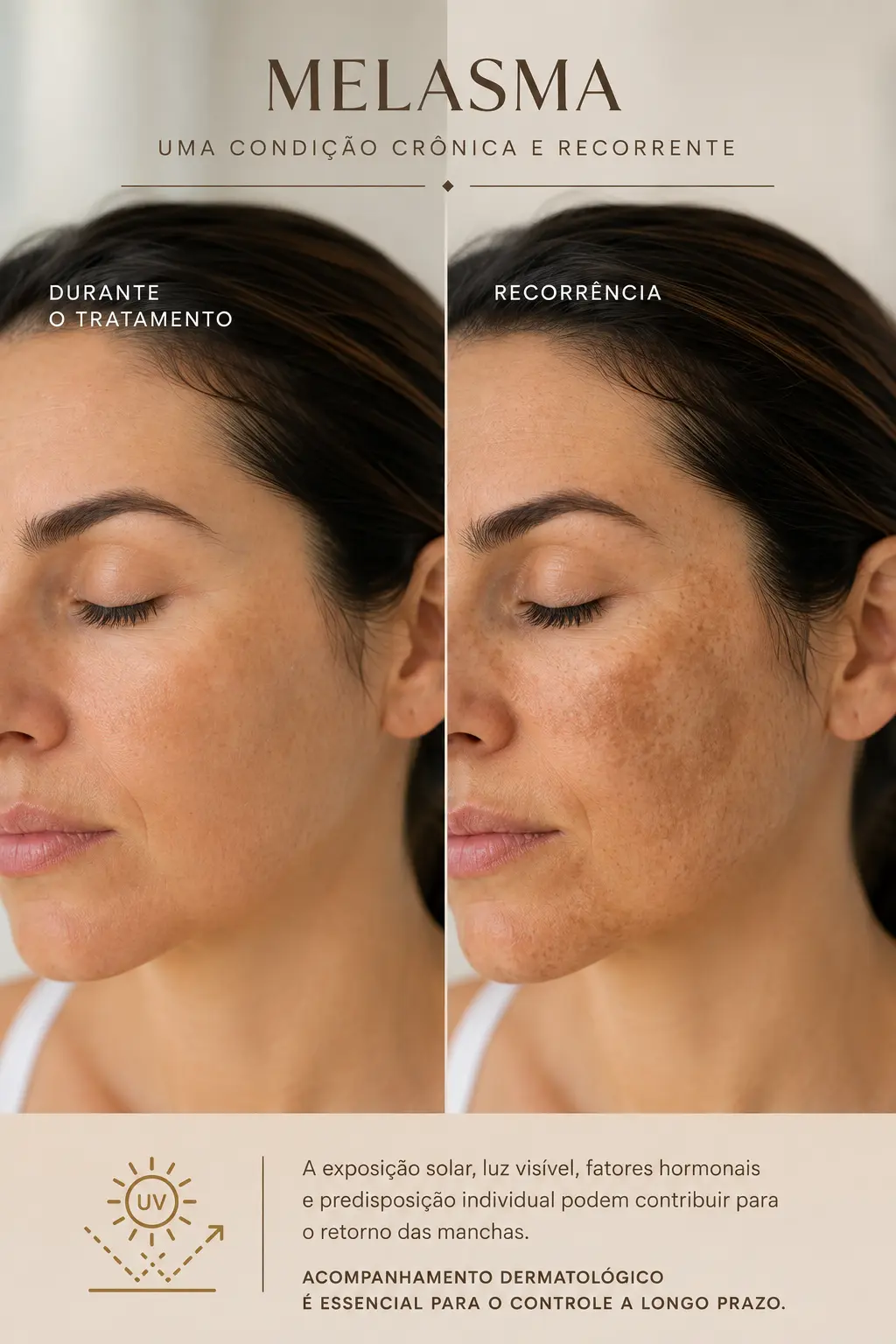 Melasma e manchas recorrentes na pele do rosto